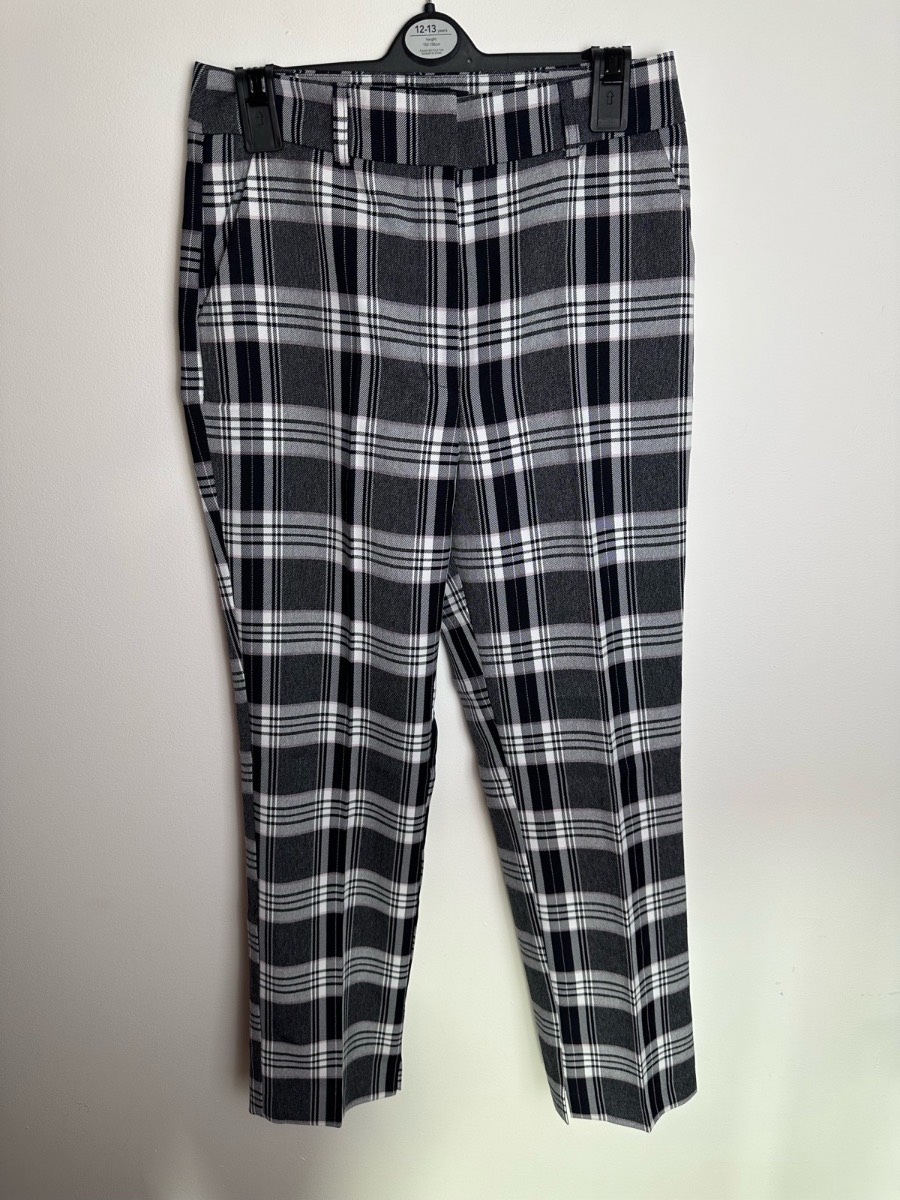 ASOS Design Grey Check Tailored Trousers Smart Office Slim Fit UK 8