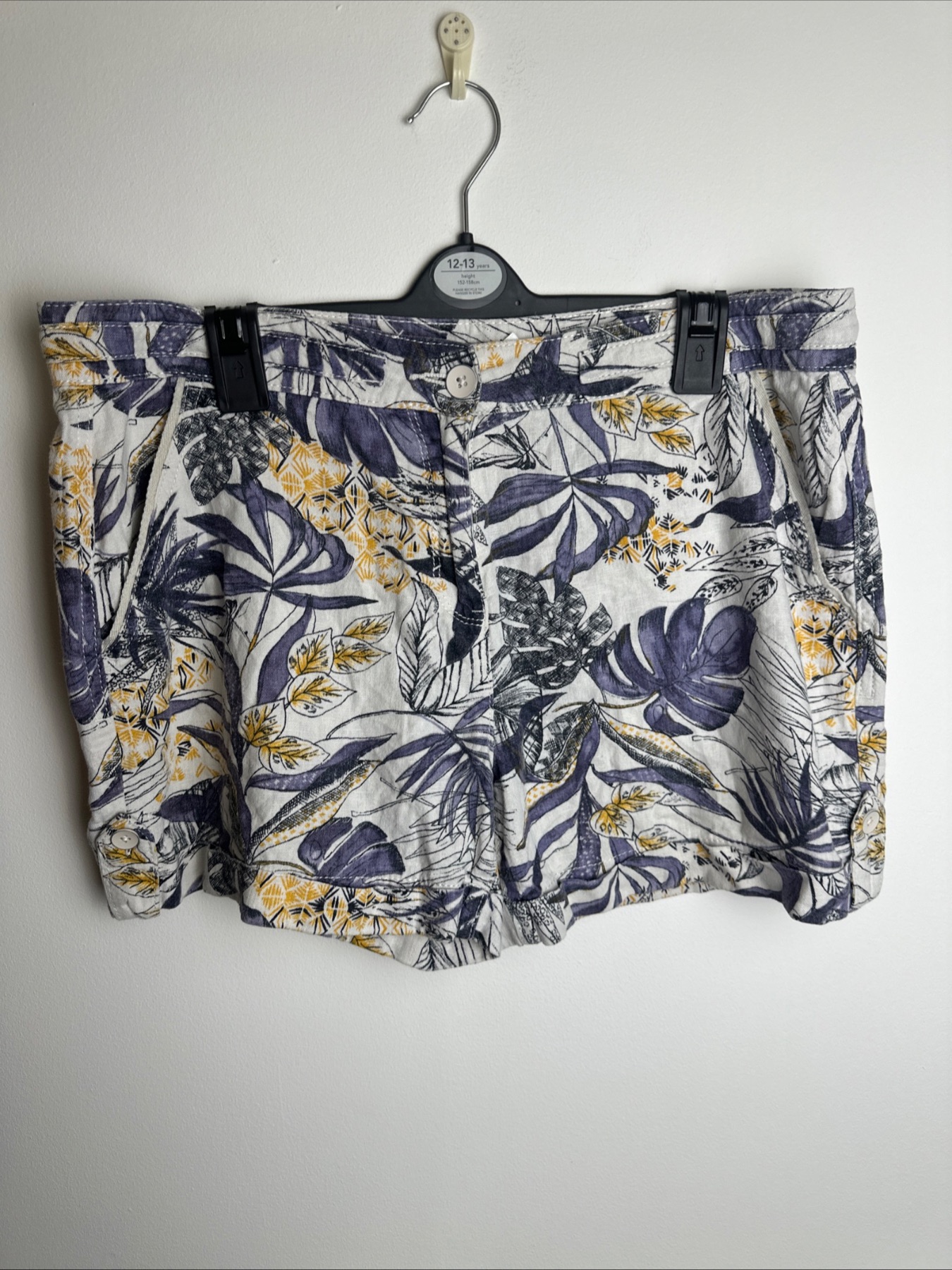 Next Women’s Linen Blend Shorts UK 10 Tropical Floral Print Summer