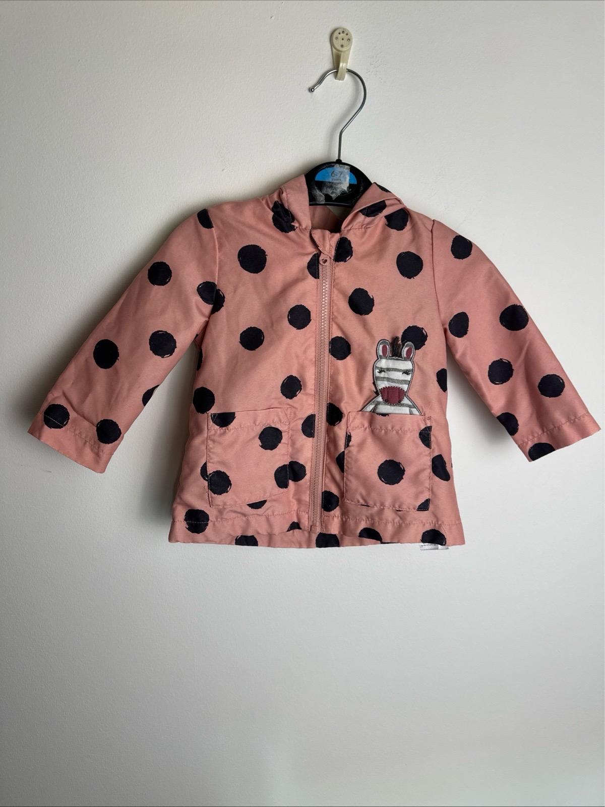 F&F Baby Girls Pink Polka Dot Hooded Jacket Coat 3-6 Months 68cm
