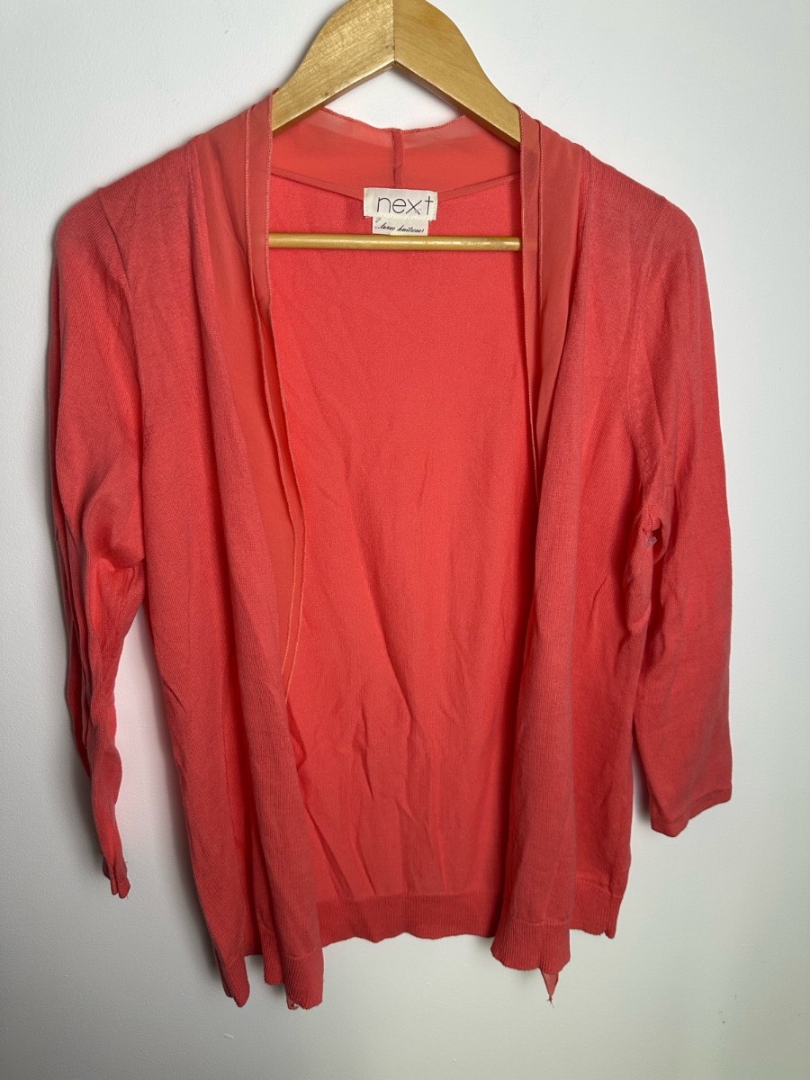 Next Coral Open Front Cotton Cardigan UK 14