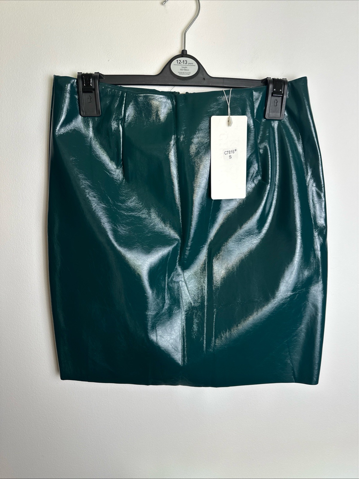 Cherry Koko Womens Faux Leather Mini Skirt Size S Teal Green PU NWT