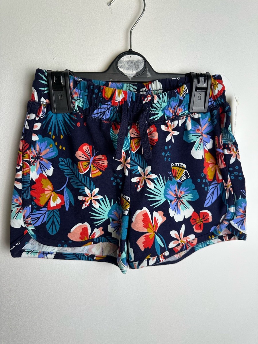 Rumi + Ryder Girls Floral Shorts Size 6 Navy Cotton Tropical Summer Beach Holiday
