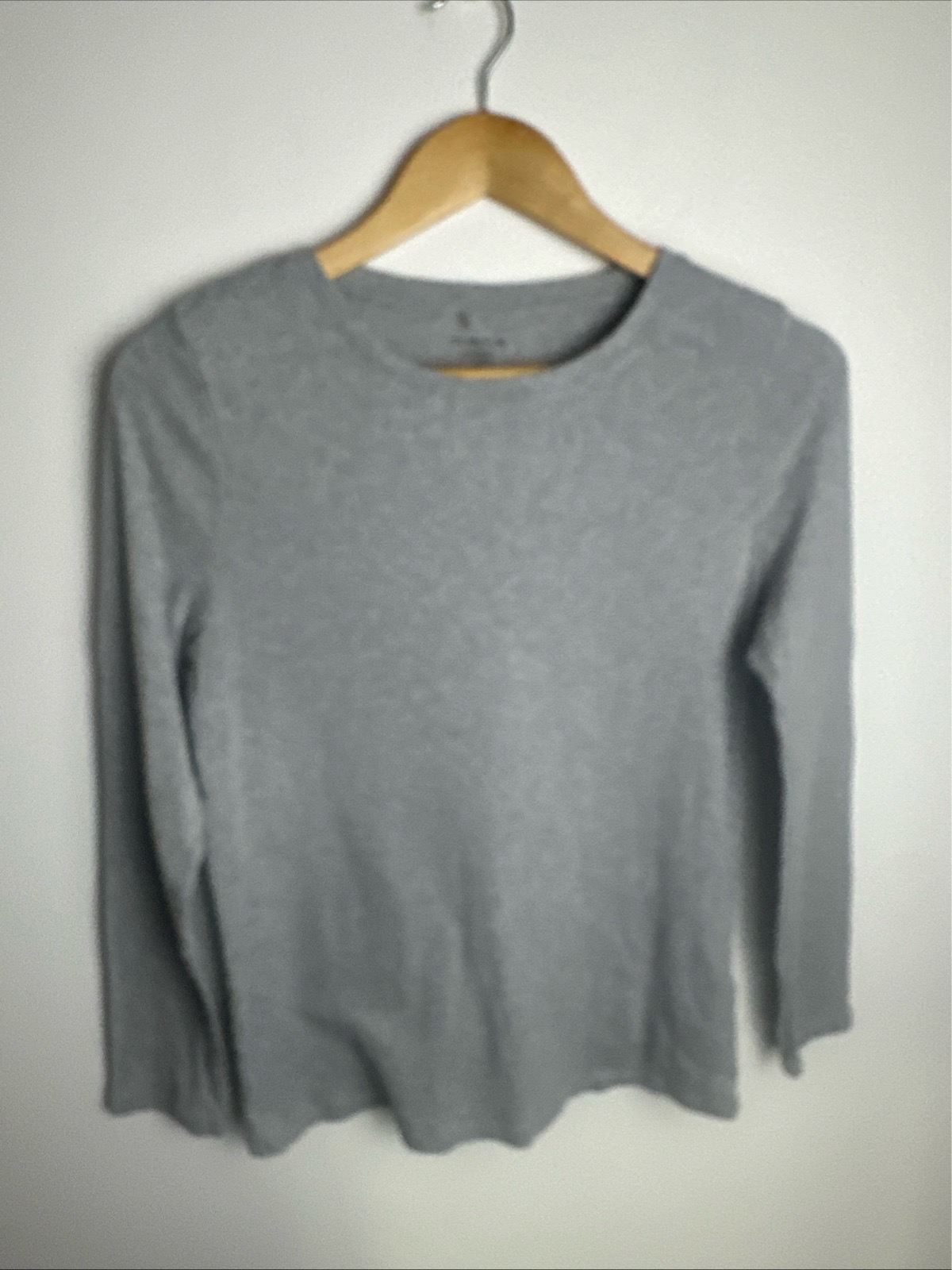 M&S Womens Grey Marl Long Sleeve Top Size 14 100% Cotton Casual Basic