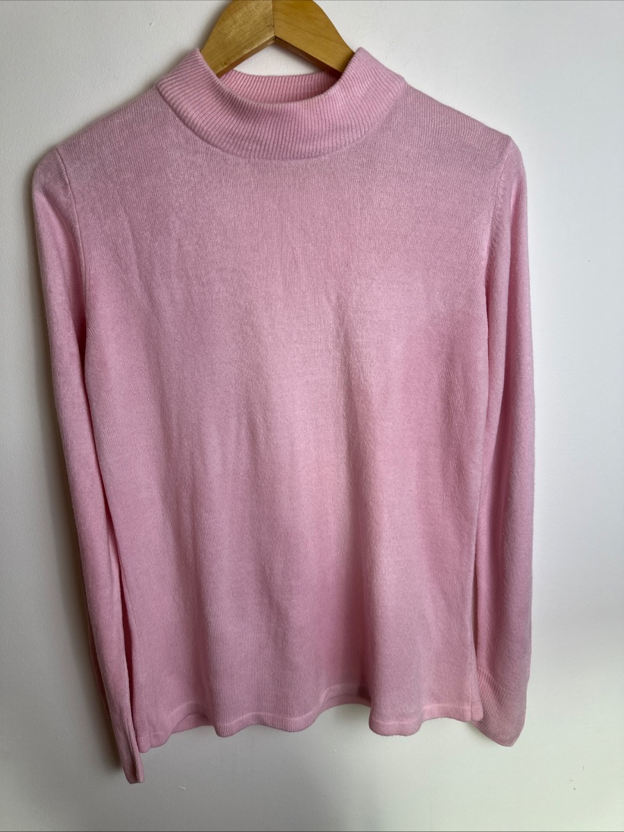 Alexandra Women’s Pink Roll Neck Jumper Size S Long Sleeve Soft Knit Sweater