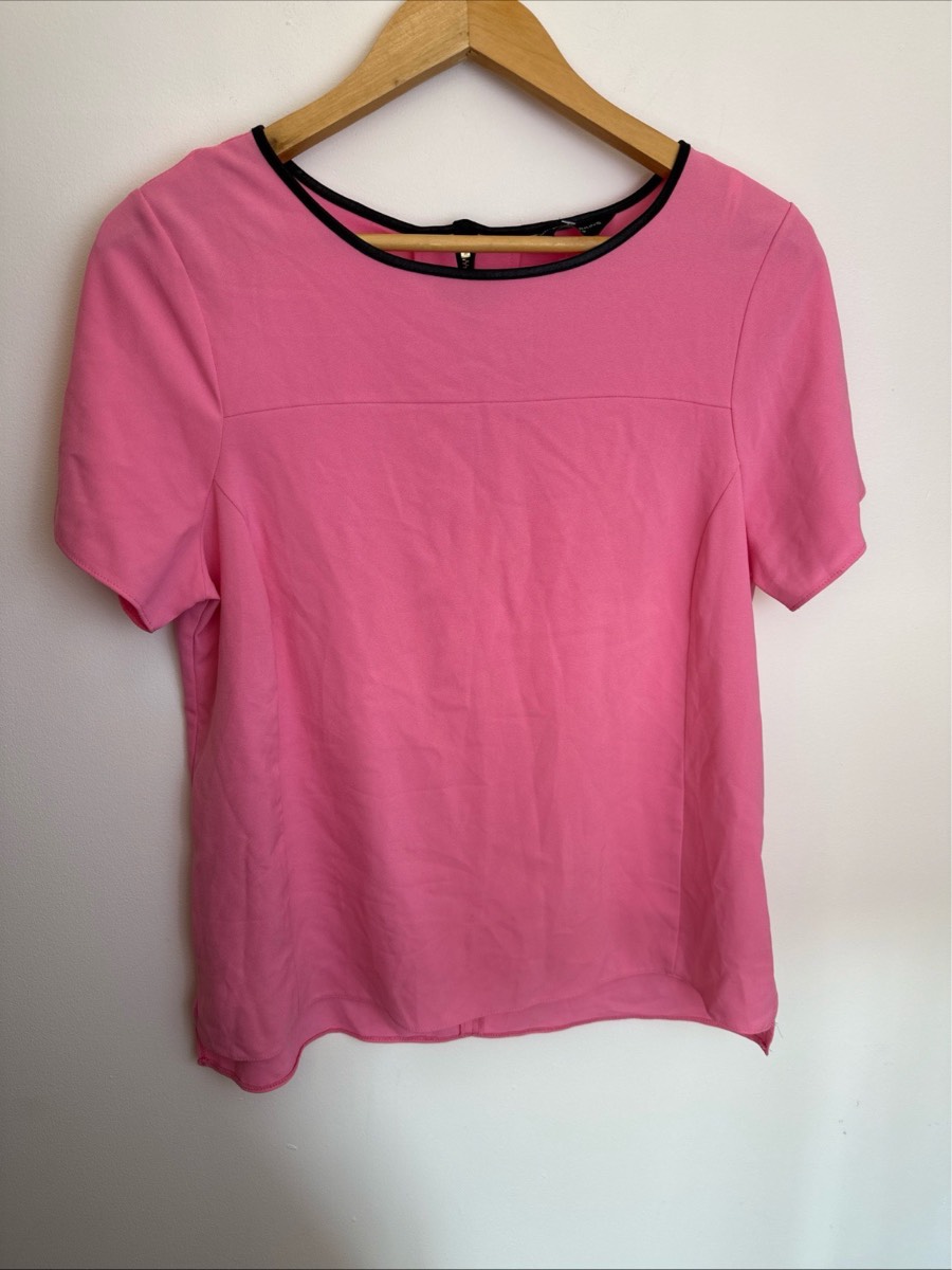 Dorothy Perkins Pink Short Sleeve Blouse UK 12 Smart Casual Office Top