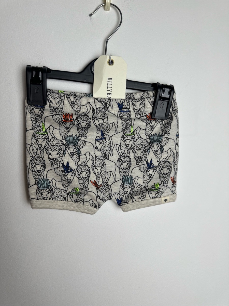 Billybandit Baby Boys Buffalo Print Shorts Grey 6 Months BNWT