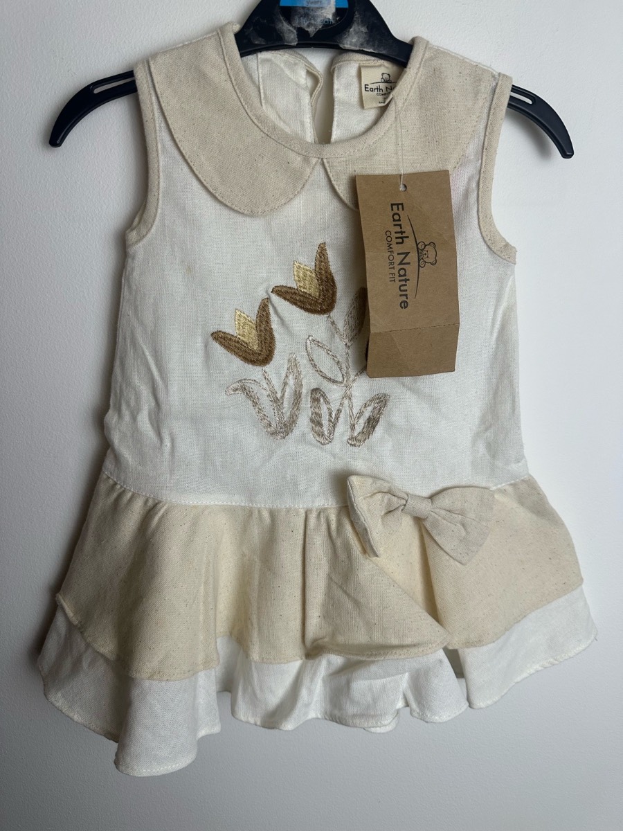 Earth Nature Baby Girl Dress 3–6 Months New With Tags Floral Linen Look