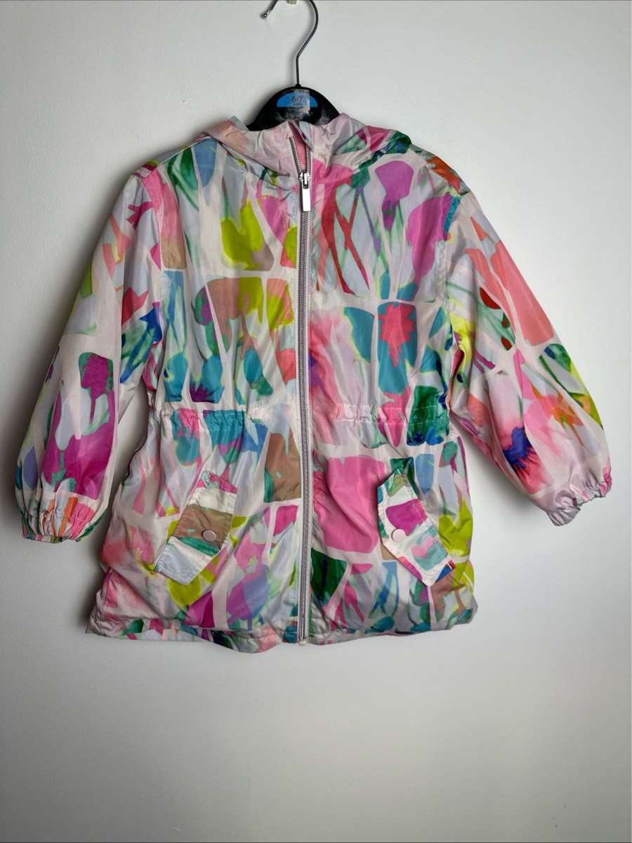 Next Girls Colourful Hooded Rain Jacket Coat Age 4 Years 104cm Zip Up Lightweight