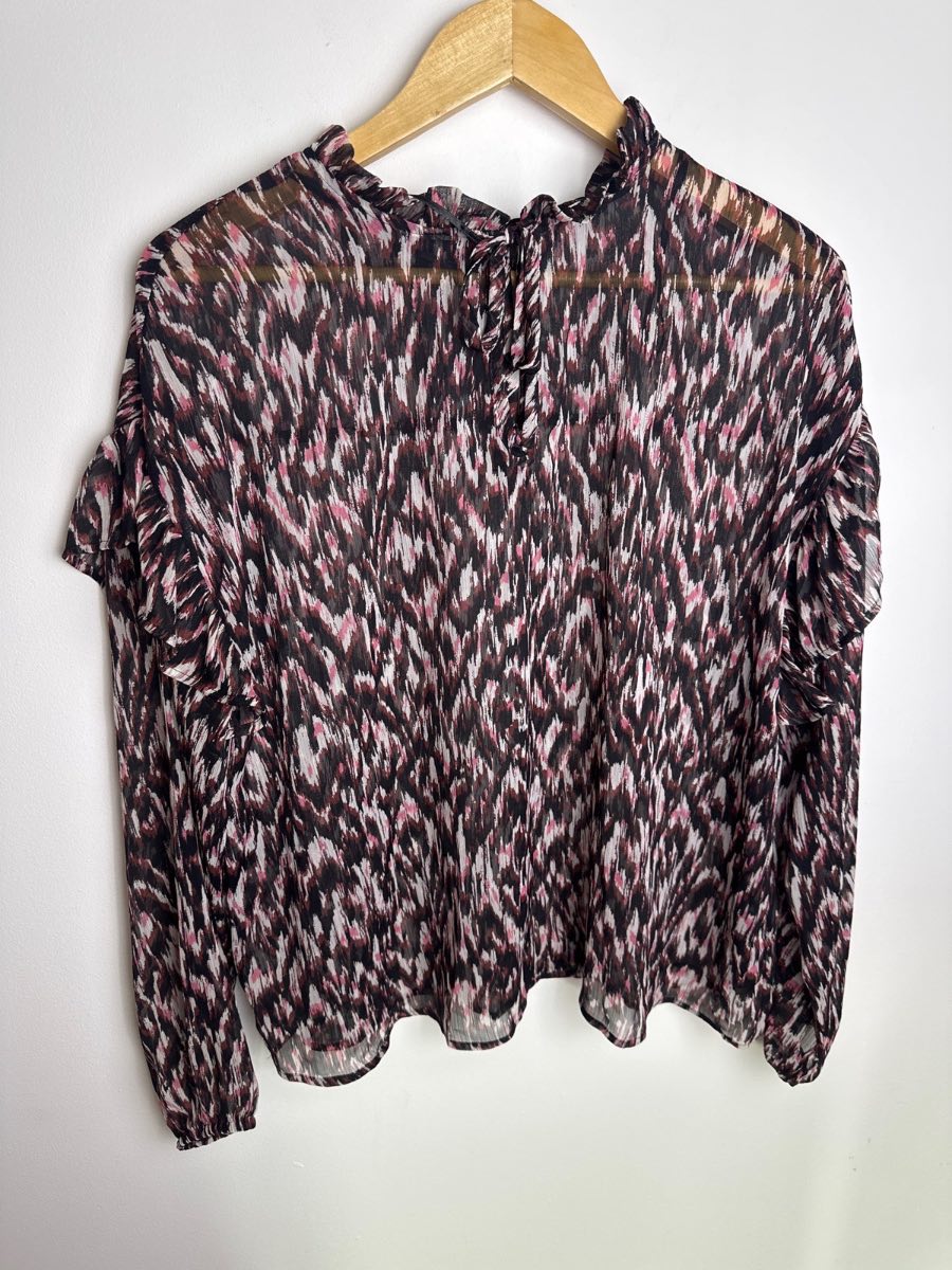 Papaya Printed Frill Blouse UK 16