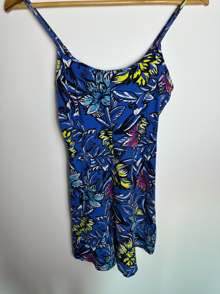 New Look Blue Floral Strappy Mini Dress UK 8 Sleeveless Summer Casual Holiday