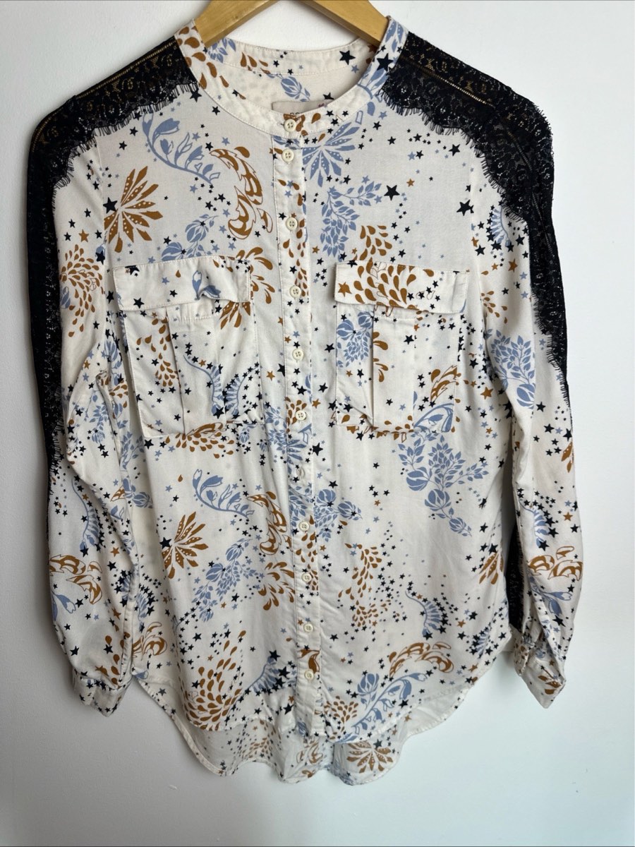 Per Una Lace Detail Printed Blouse Size 10