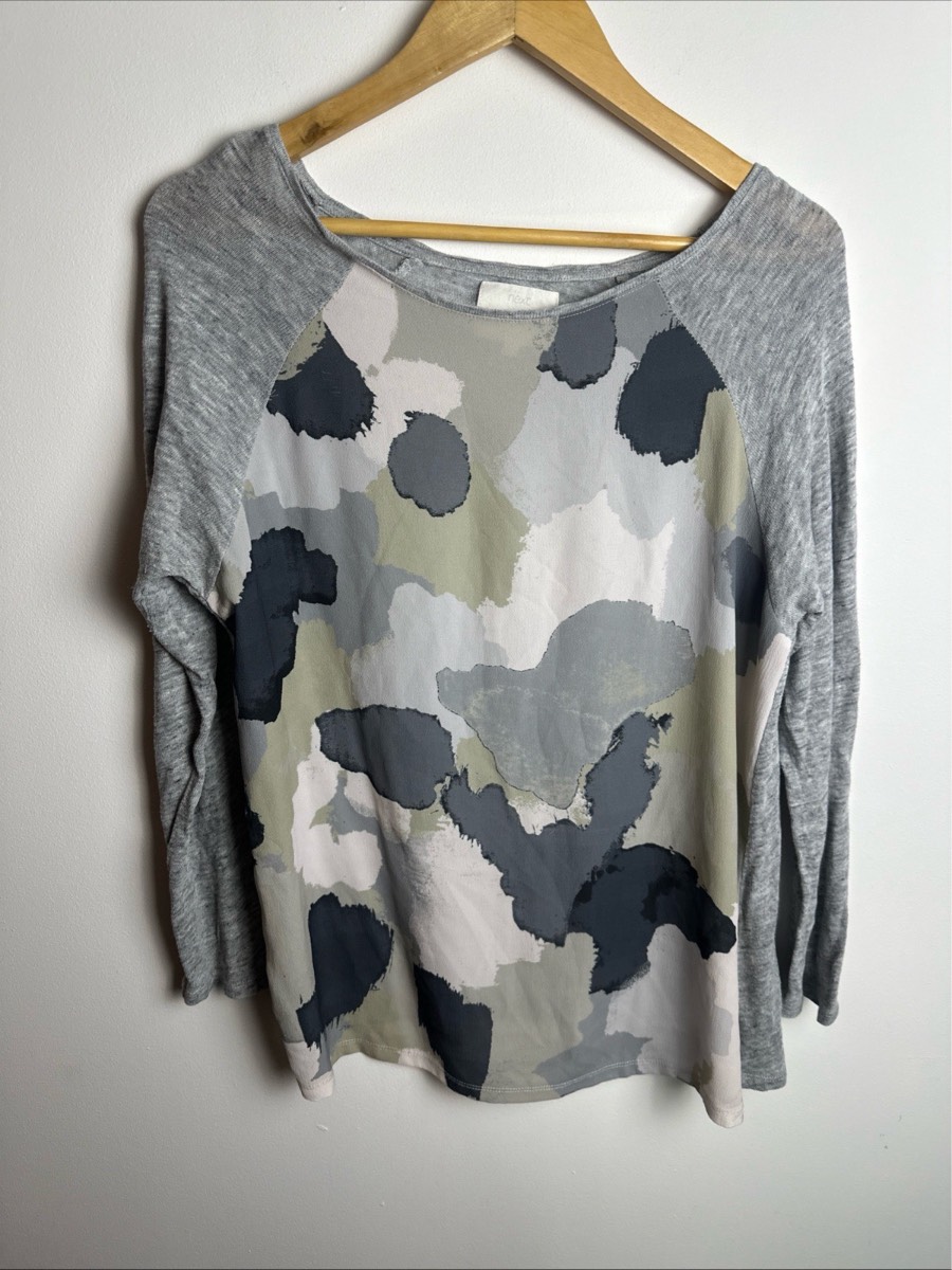 Next Grey Abstract Print Top UK 10 Smart Casual Blouse