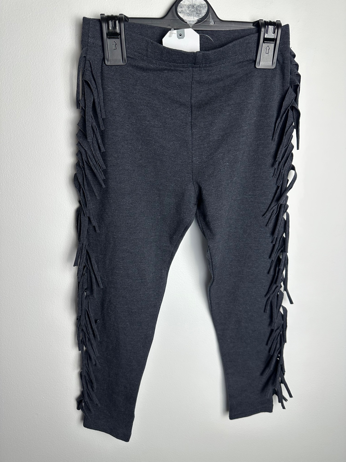 BNWT Next Girls Grey Fringe Tassel Leggings Age 7 Years 122cm