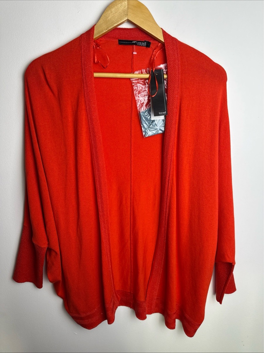 Trend by Captain Tortue Red Open Front Cardigan Size S New With Tags