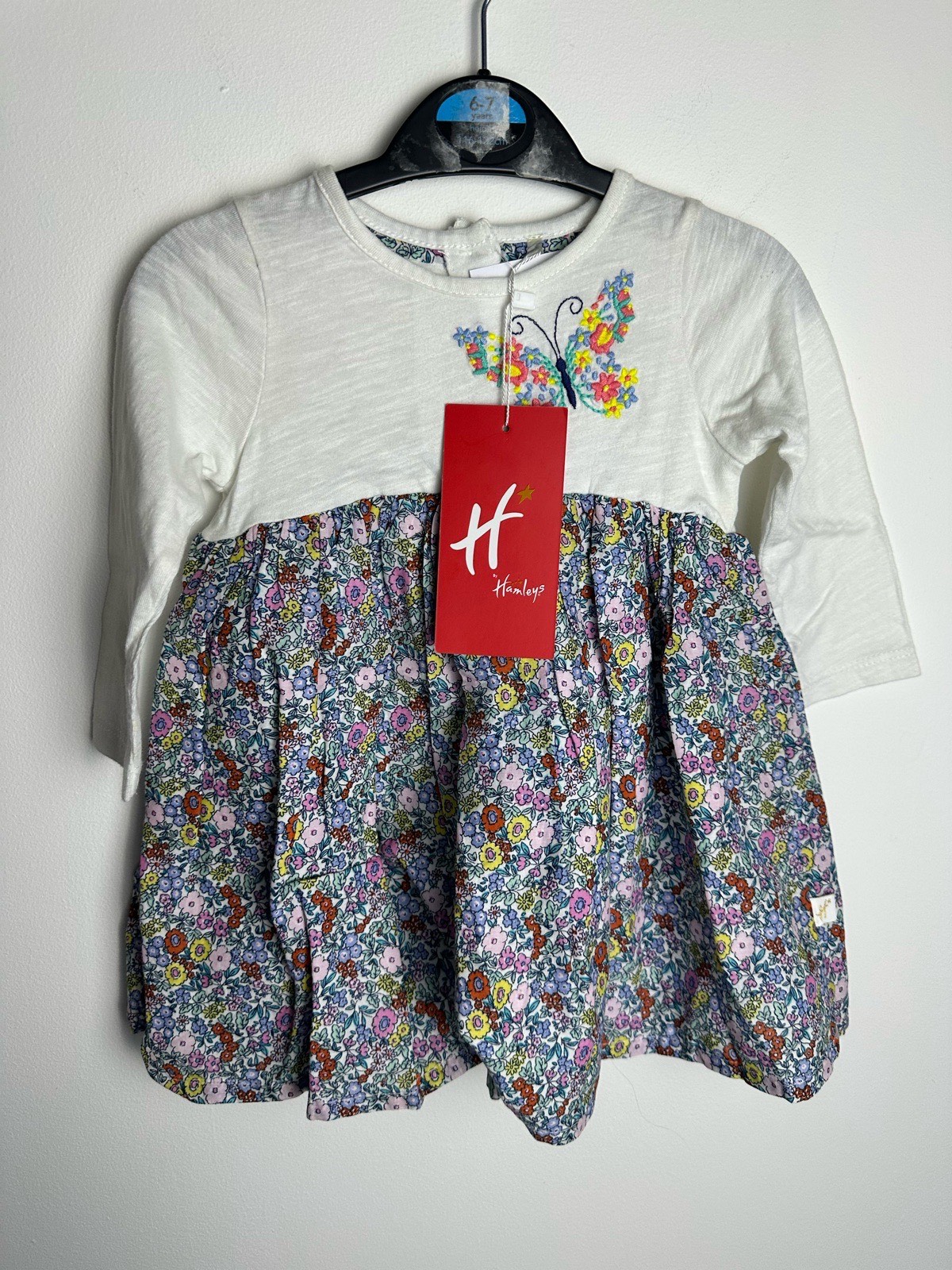 BNWT Hamleys Baby Girls Floral Dress 6-9 Months 74cm Butterfly Cotton