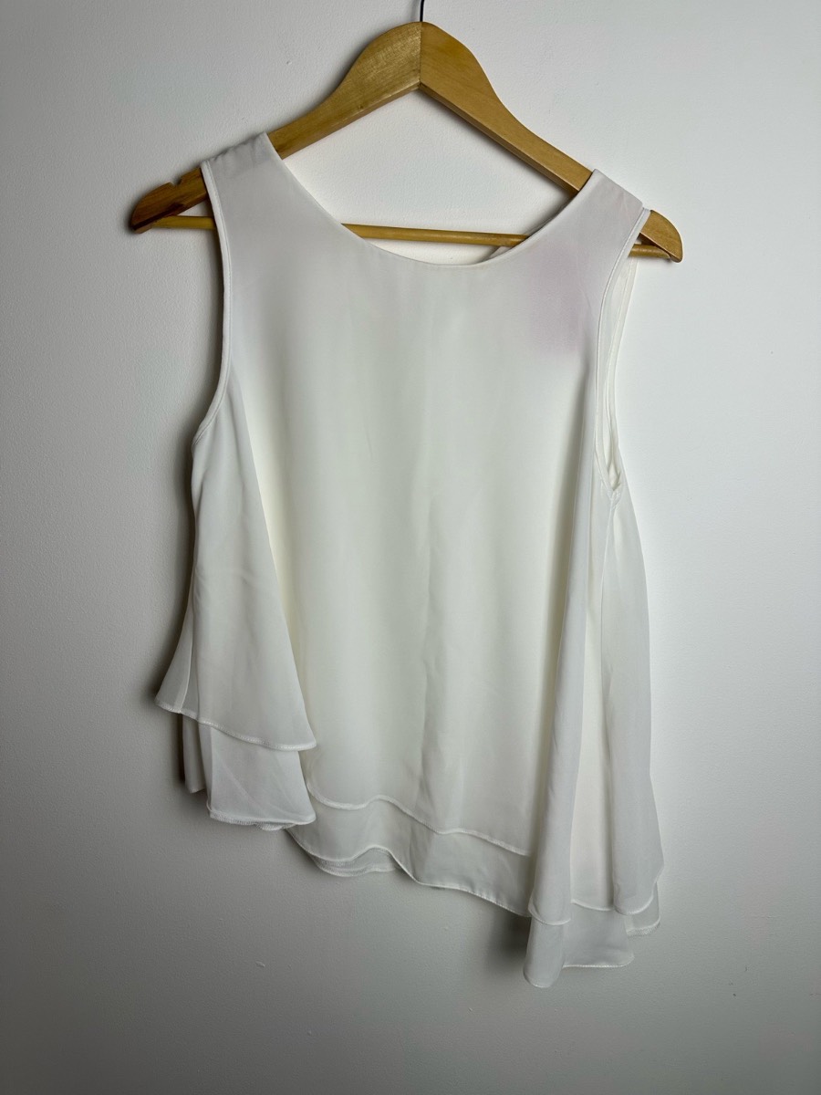 George Ivory Layered Chiffon Sleeveless Blouse Top UK 12 Floaty Elegant