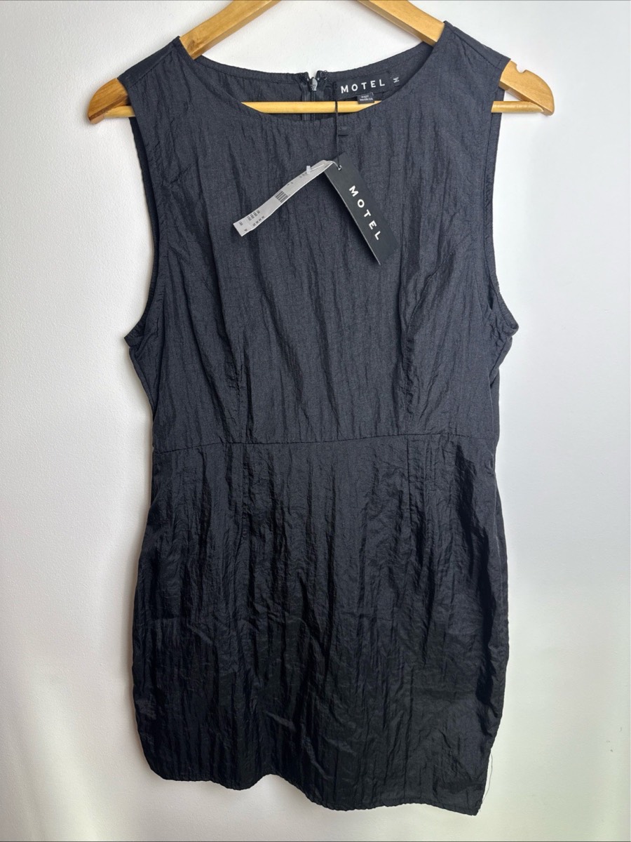 Motel Women’s Black Sleeveless Textured Mini Dress BNWT Size M RRP £30