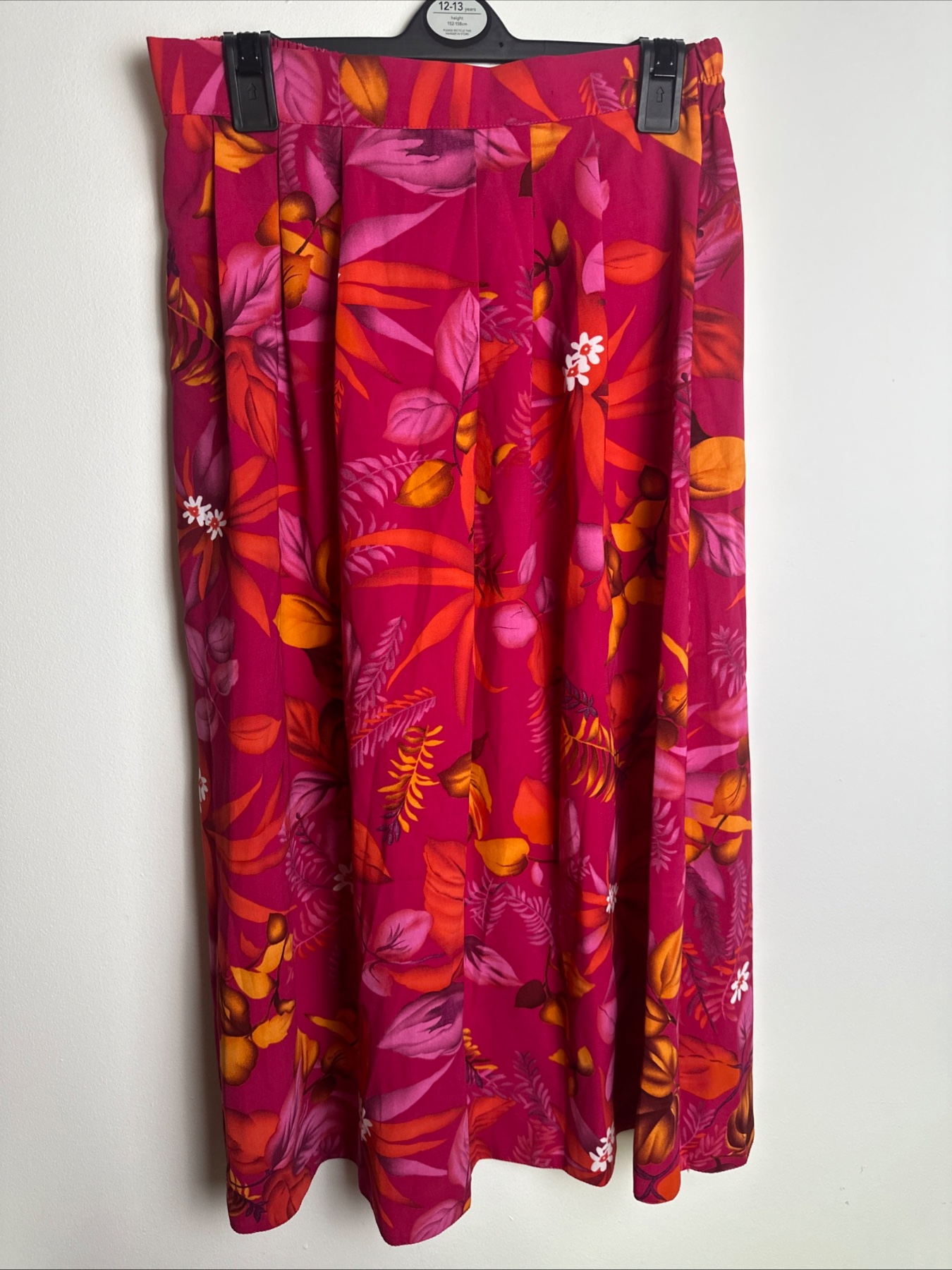 Choice Collection Women’s Midi Skirt UK 14 Pink Orange Floral Pleated Summer