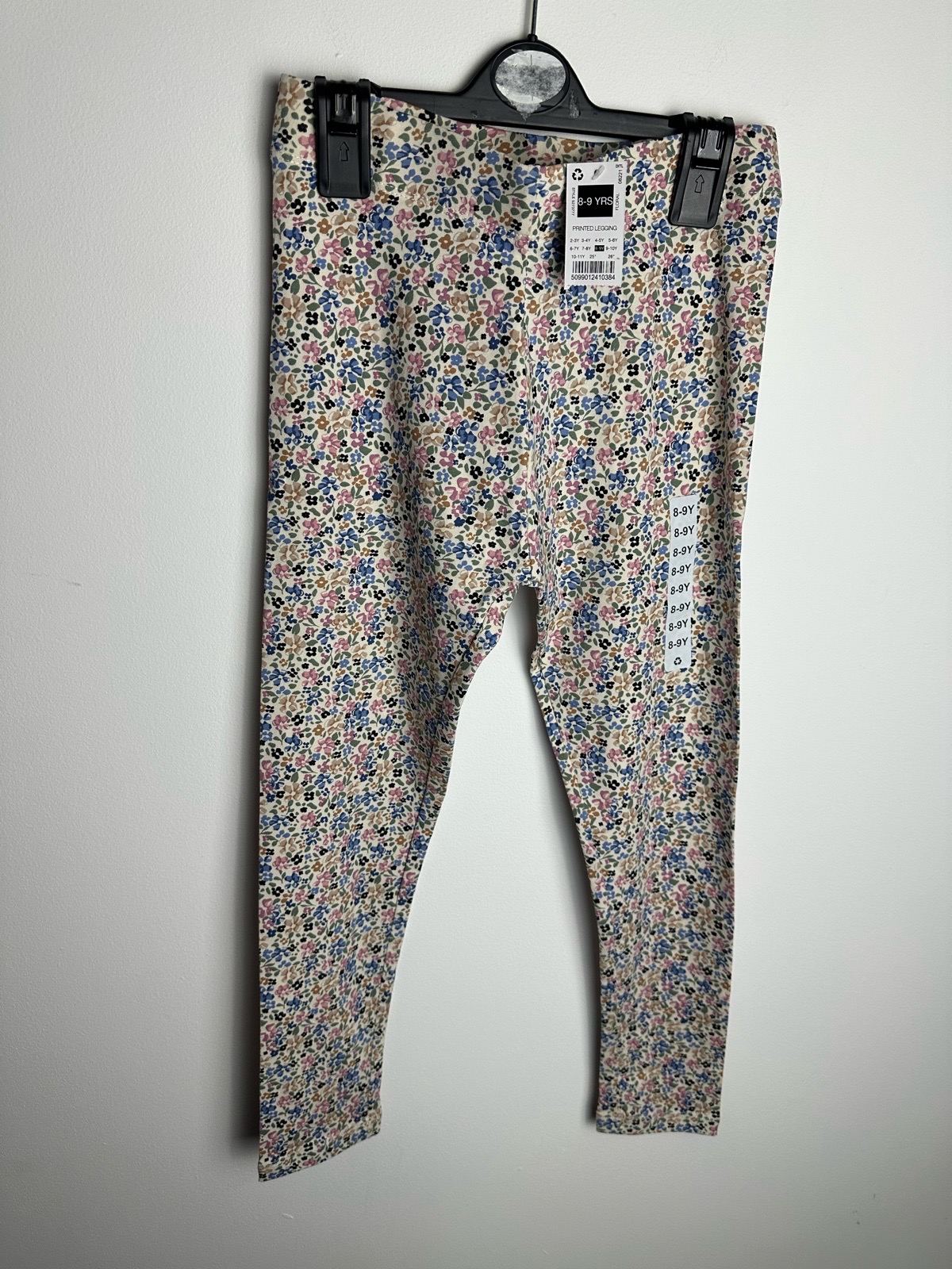 BNWT Girls Floral Leggings Age 8-9 Years Cotton Stretch Multicolour