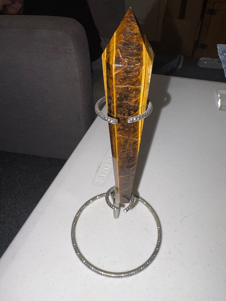 Tigers eye wand with silver stand