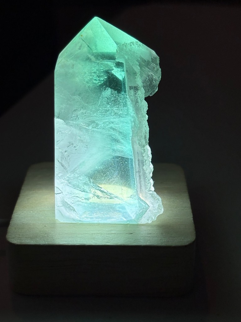 A beautiful fliorite tower with sugar druzy down one side