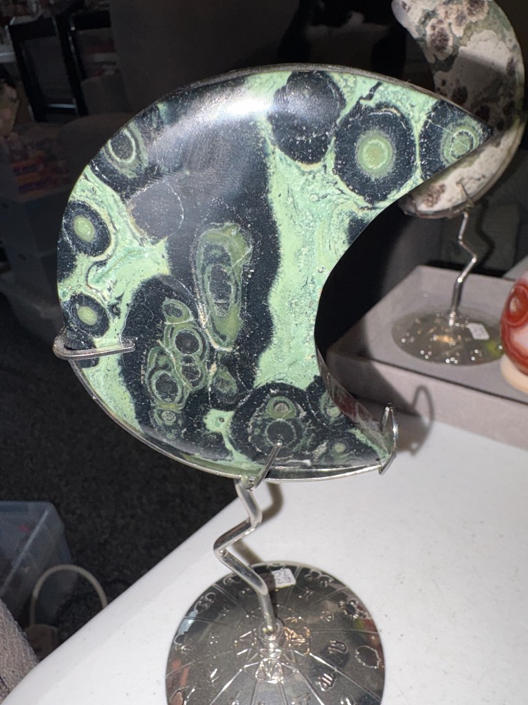 Kambaba Jasper moon with silver stand