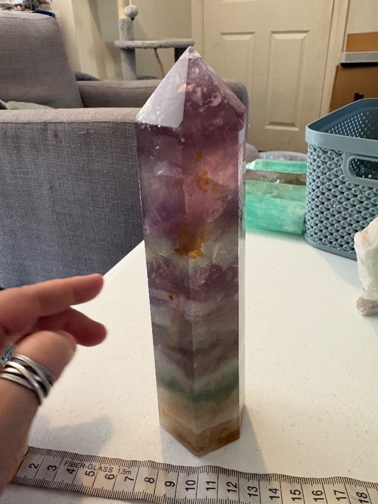 Large banded fluorite tower
