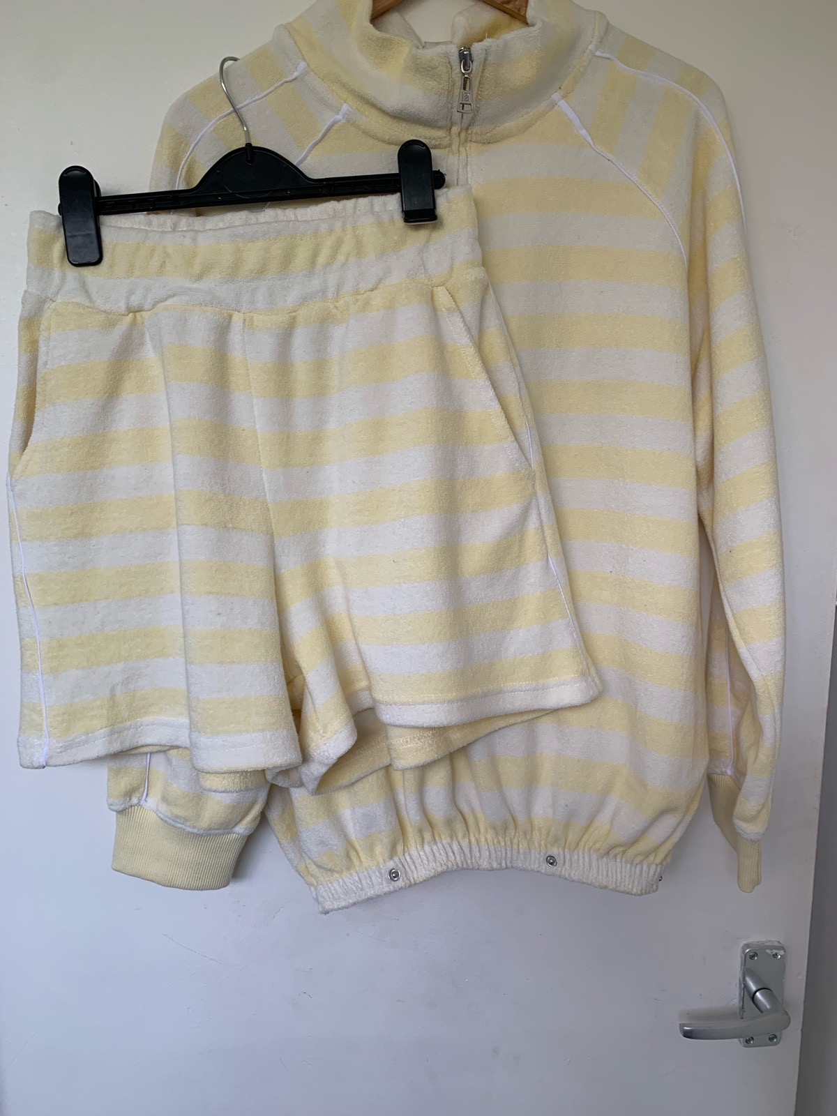 Towelling quarter zip  shorts set