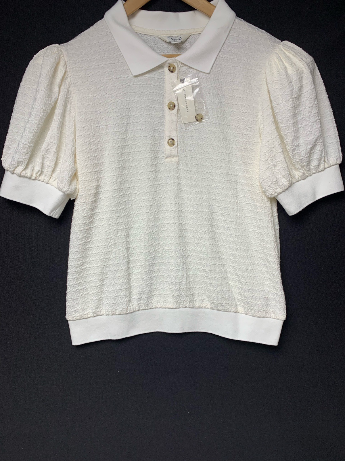 Anthropologie Maeve puffed sleeve top cream