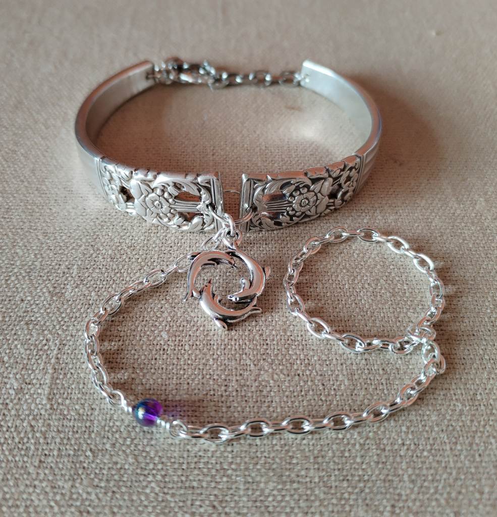 Handmade (by me) silver plated spoon handle bringlet.