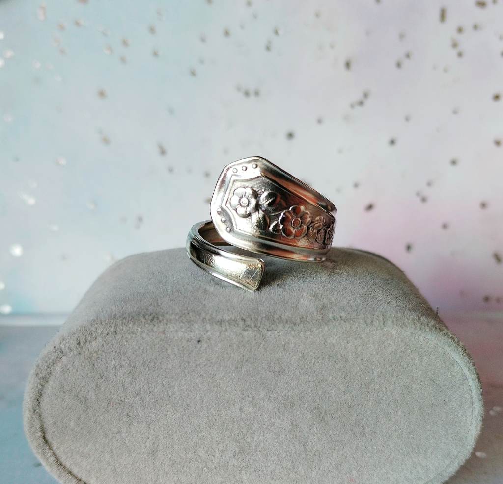 Handmade (by me) silver plated spoon ring. Sized M to Z.