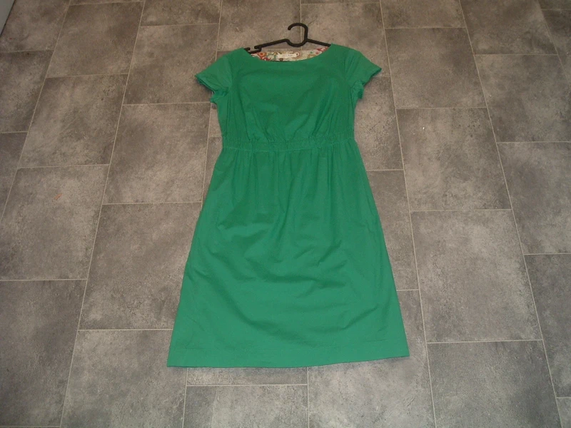 size 8 white stuff bright green stretch cotton dress