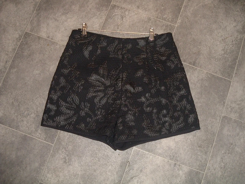 size 8 river island black self pattern high waist shorts