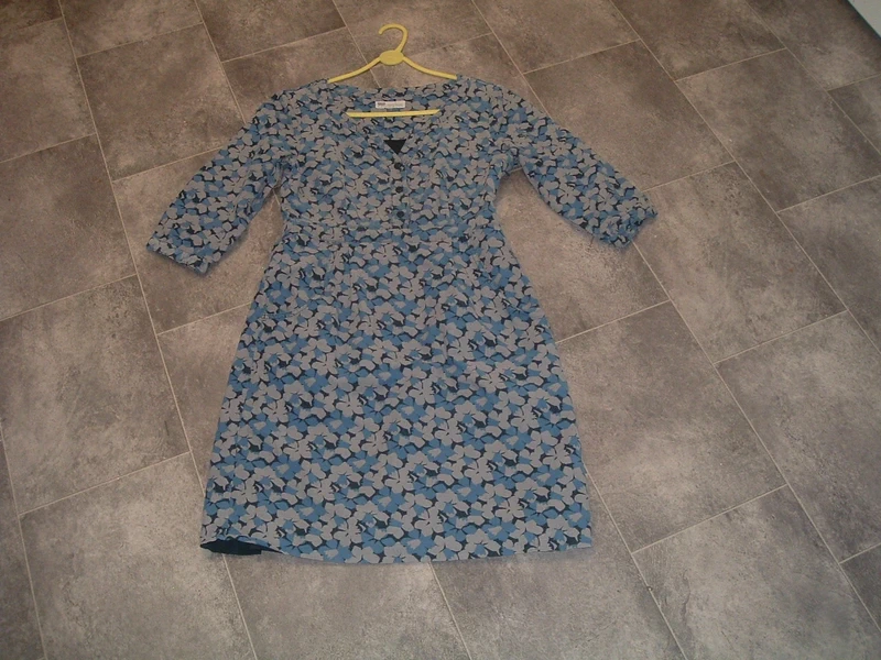 size 8 seasalt cornwall blue grey half sleeve fine needlecord paxton dress