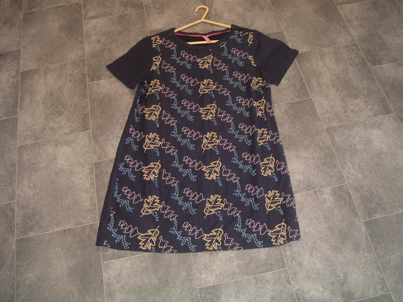 size 14 white stuff short dark purple embroidered short sleeve cotton blend tunic dress