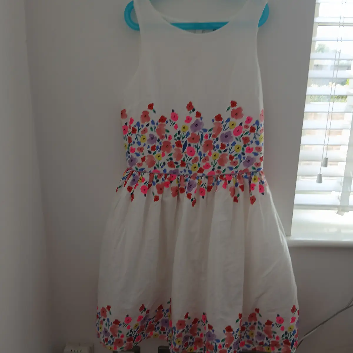 M&S Girls White Floral Sleeveless Dress Age 12-13 Summer Weddings