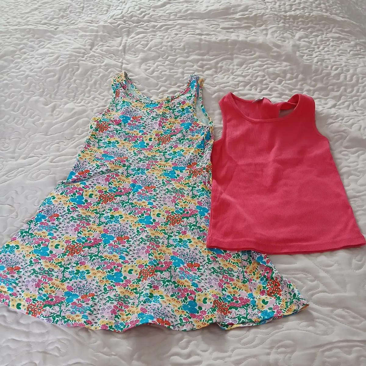 Next Girls Floral Sun Dress & Tu Pink Vest Top Bundle Age 7