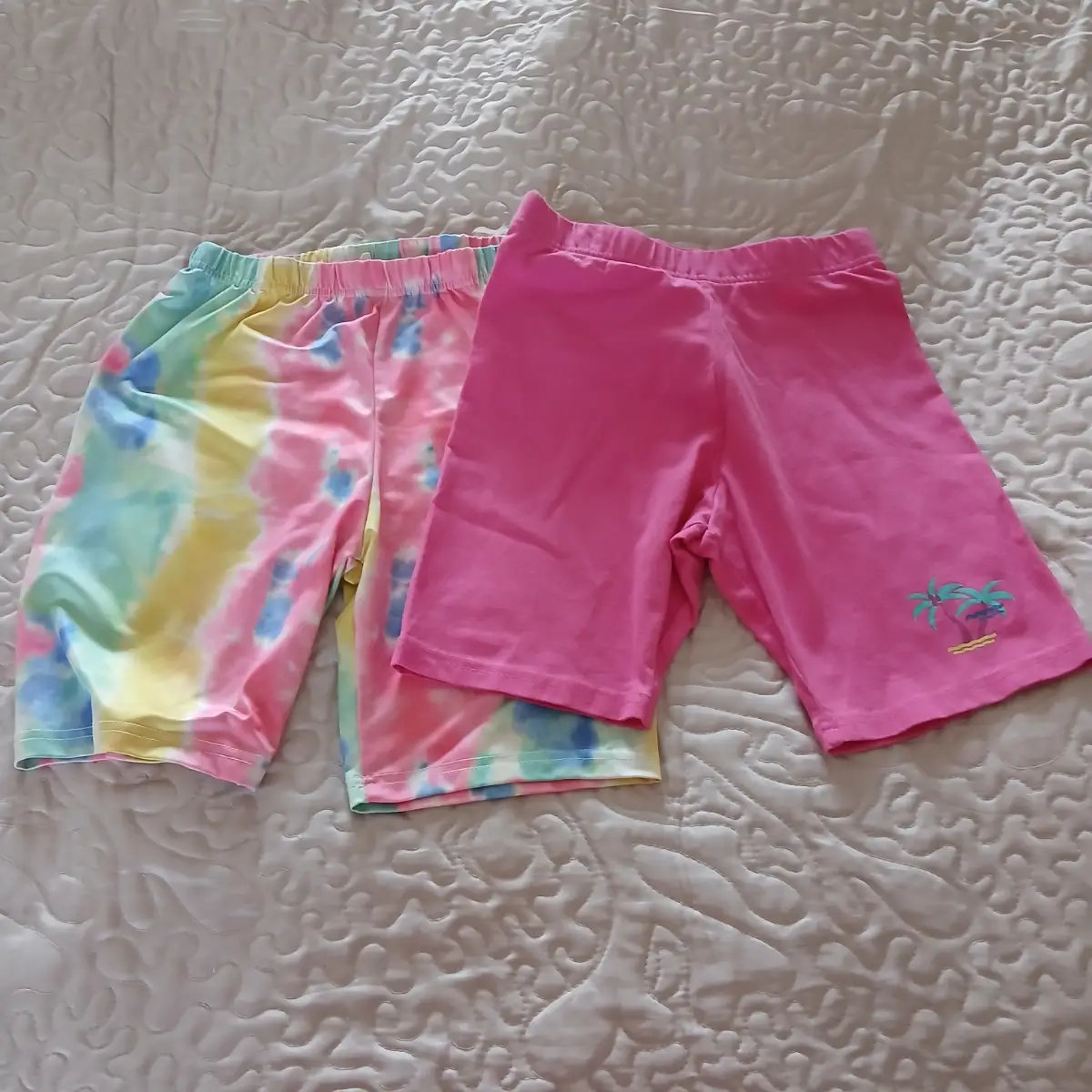 Girls Cycling Shorts Bundle Age 11-12 Primark Pink + Shein Tie-Dye