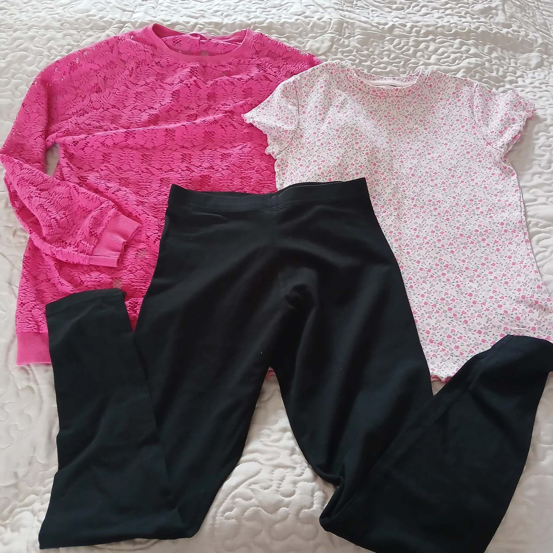 Girls bundle age 12-13 | pink tops + black leggings | YD George Primark