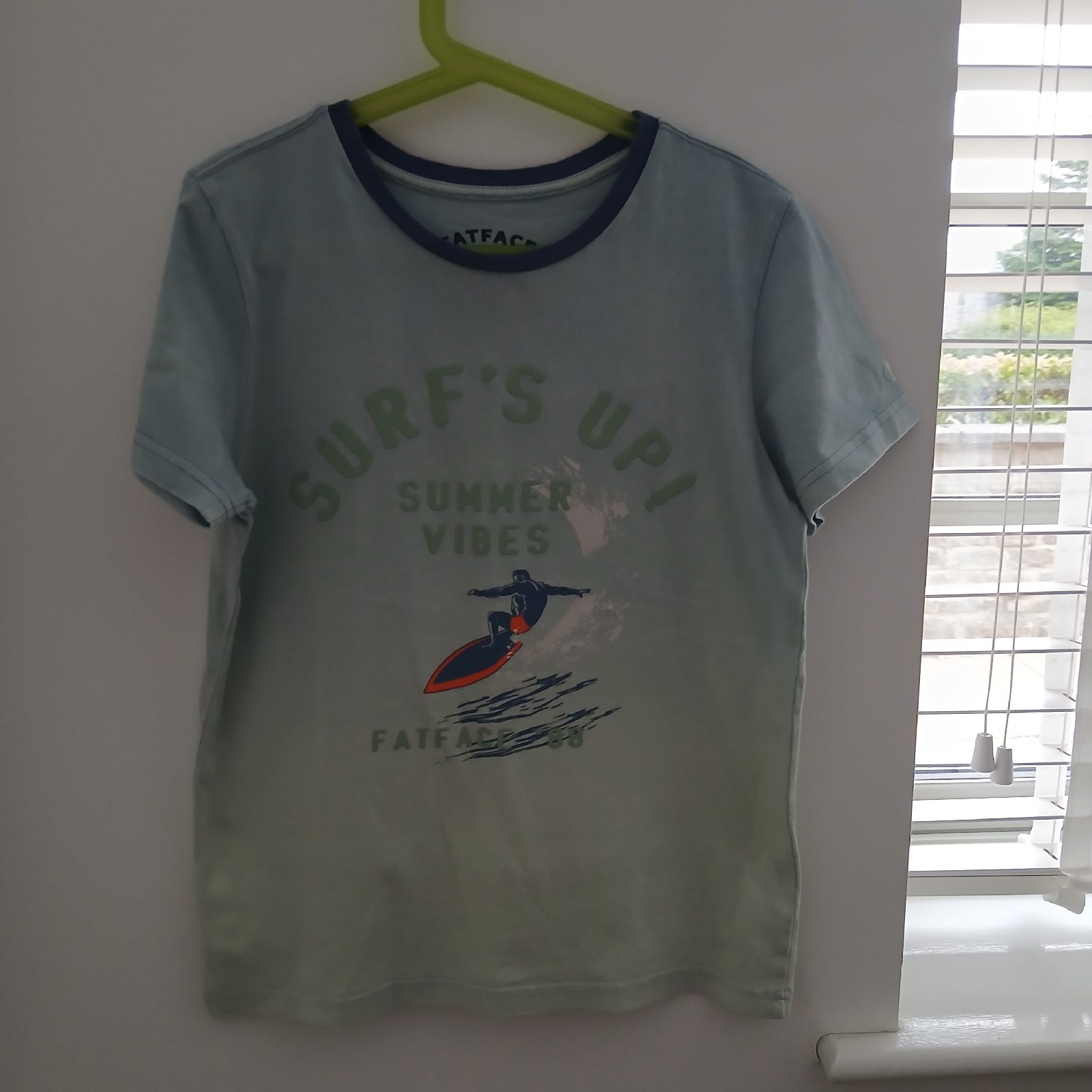 Fat Face Boys Surf Graphic T-Shirt Age 9-10 Light Blue Summer