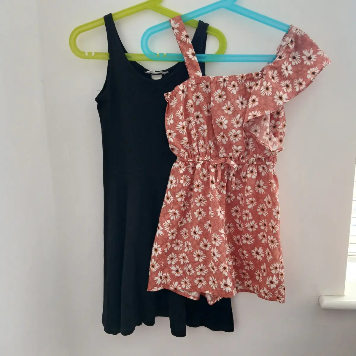 H&M black dress + Primark floral playsuit bundle girls age 8-9