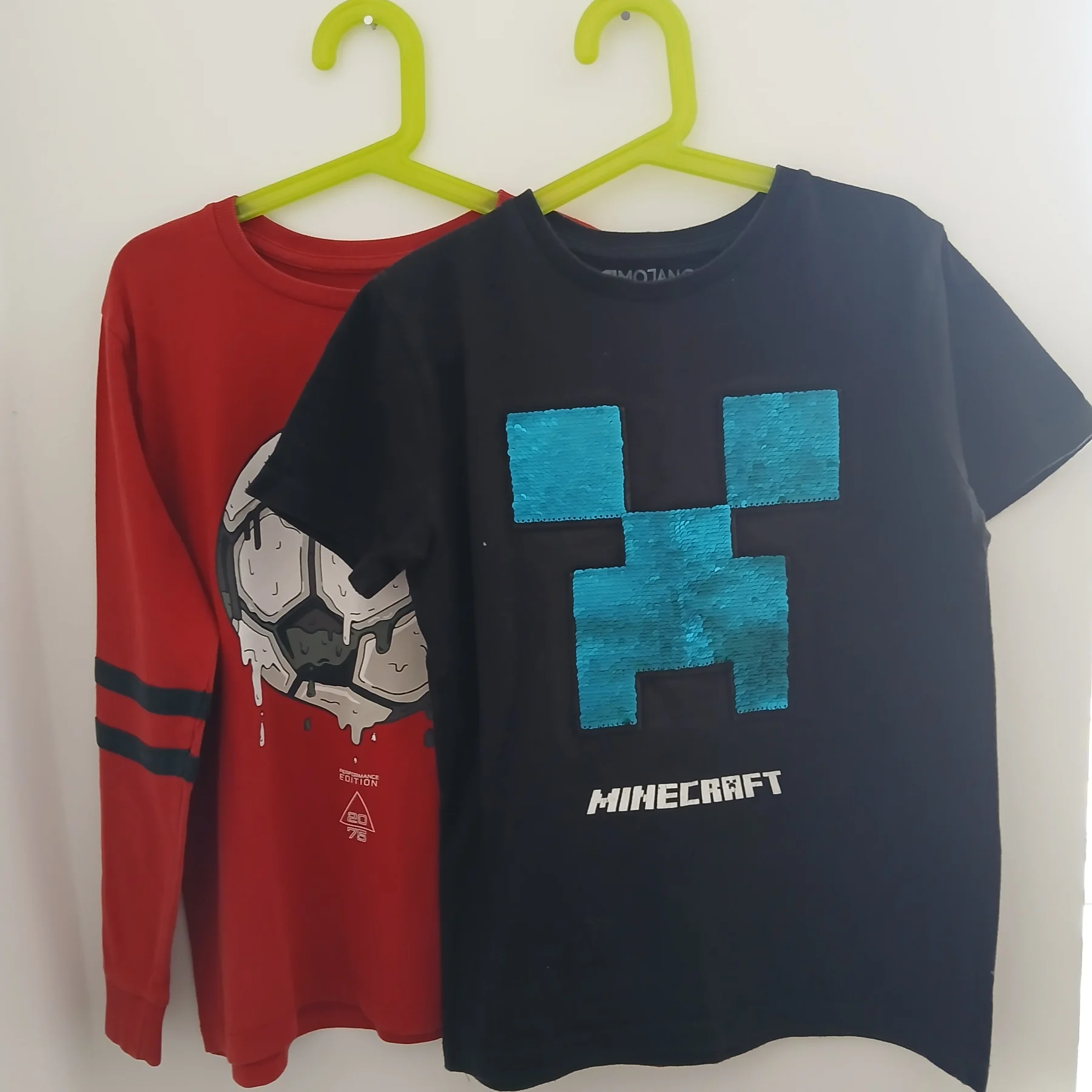 Next Football Long Sleeve Top & Minecraft Sequin Tee Boys Bundle Age 9