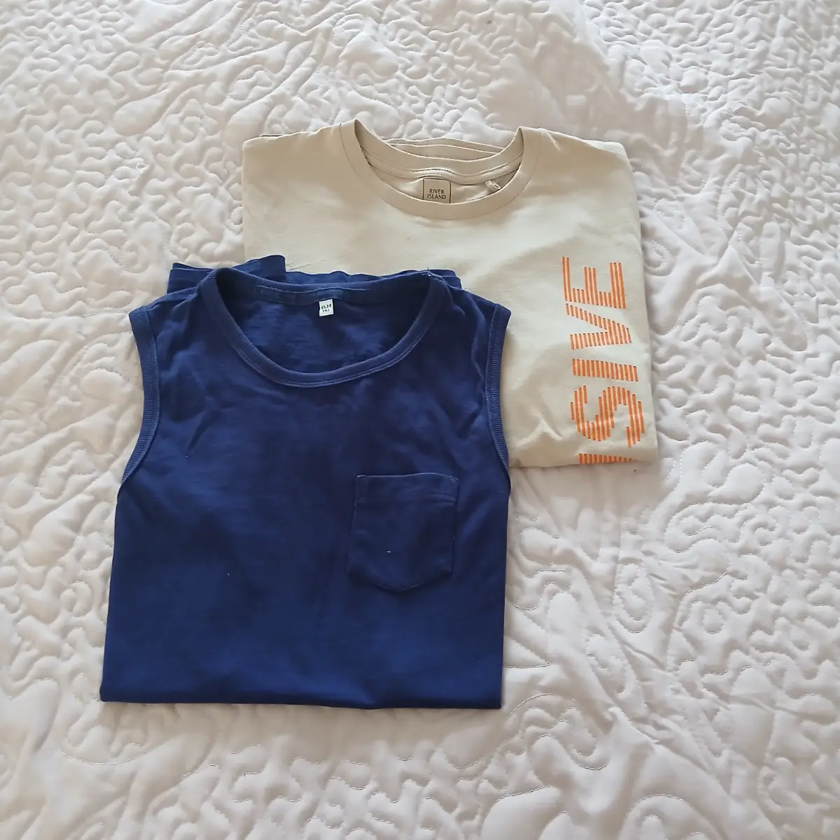 Boys Bundle River Island & M&S Tops Age 13-14 Beige Navy