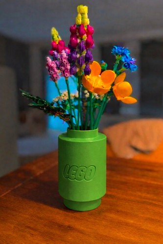Lego inspired vase - green - for artificial flowers only