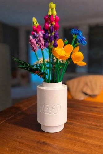 LEGO Style Flower Vase – white - for artificial flowers only