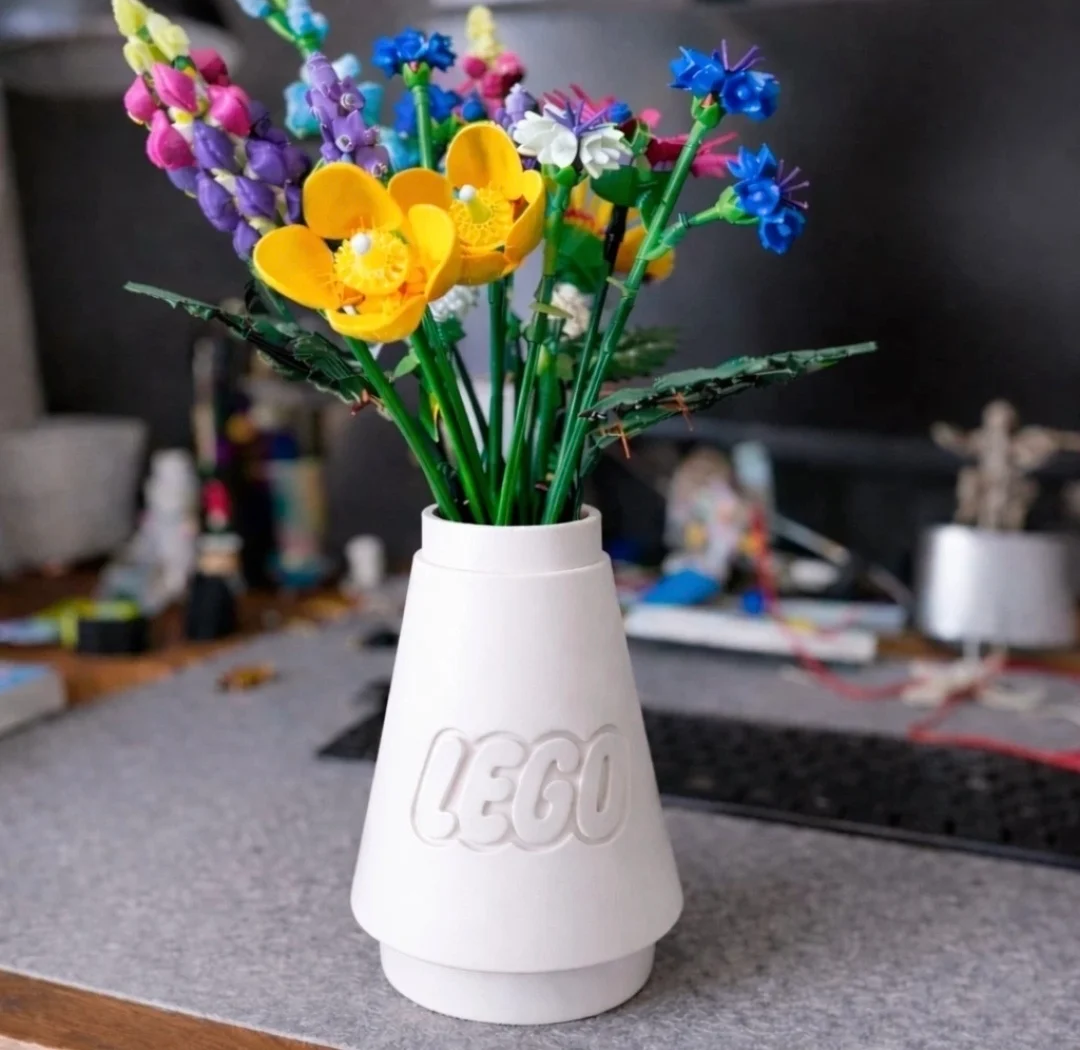 White lego style cone vase for artificial Flowers