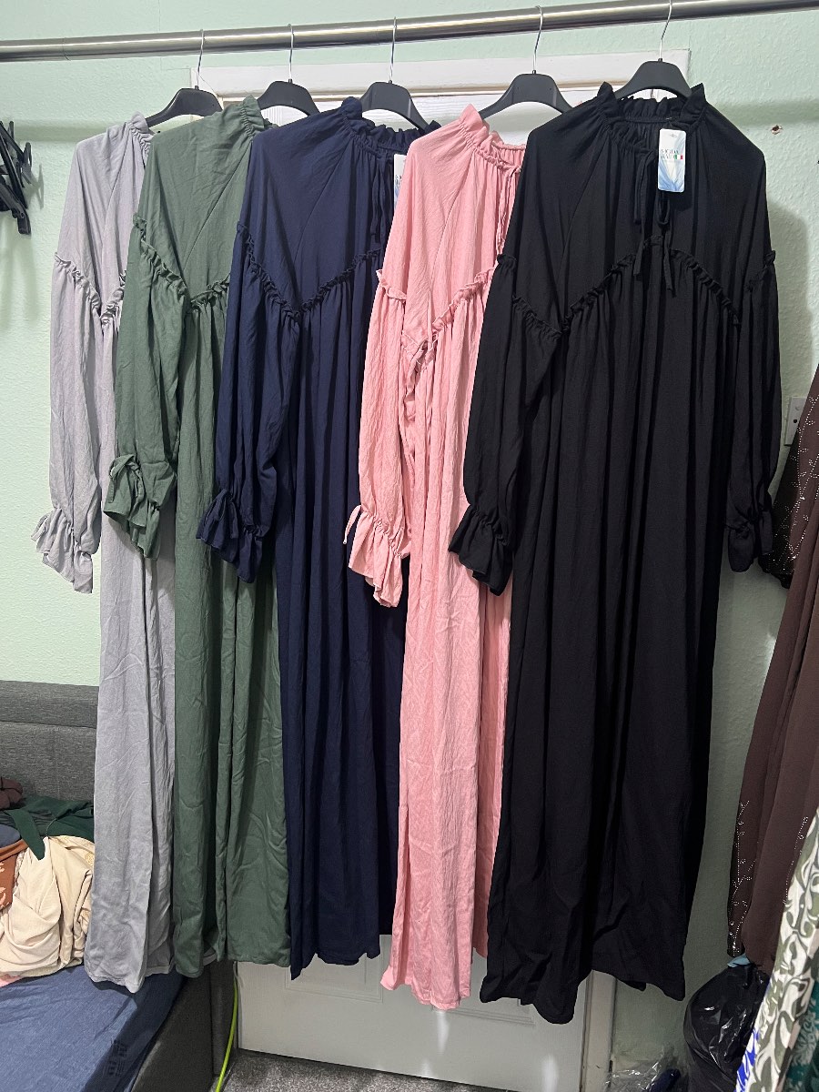 X1 Ruffle design long dress 54” viscose material
