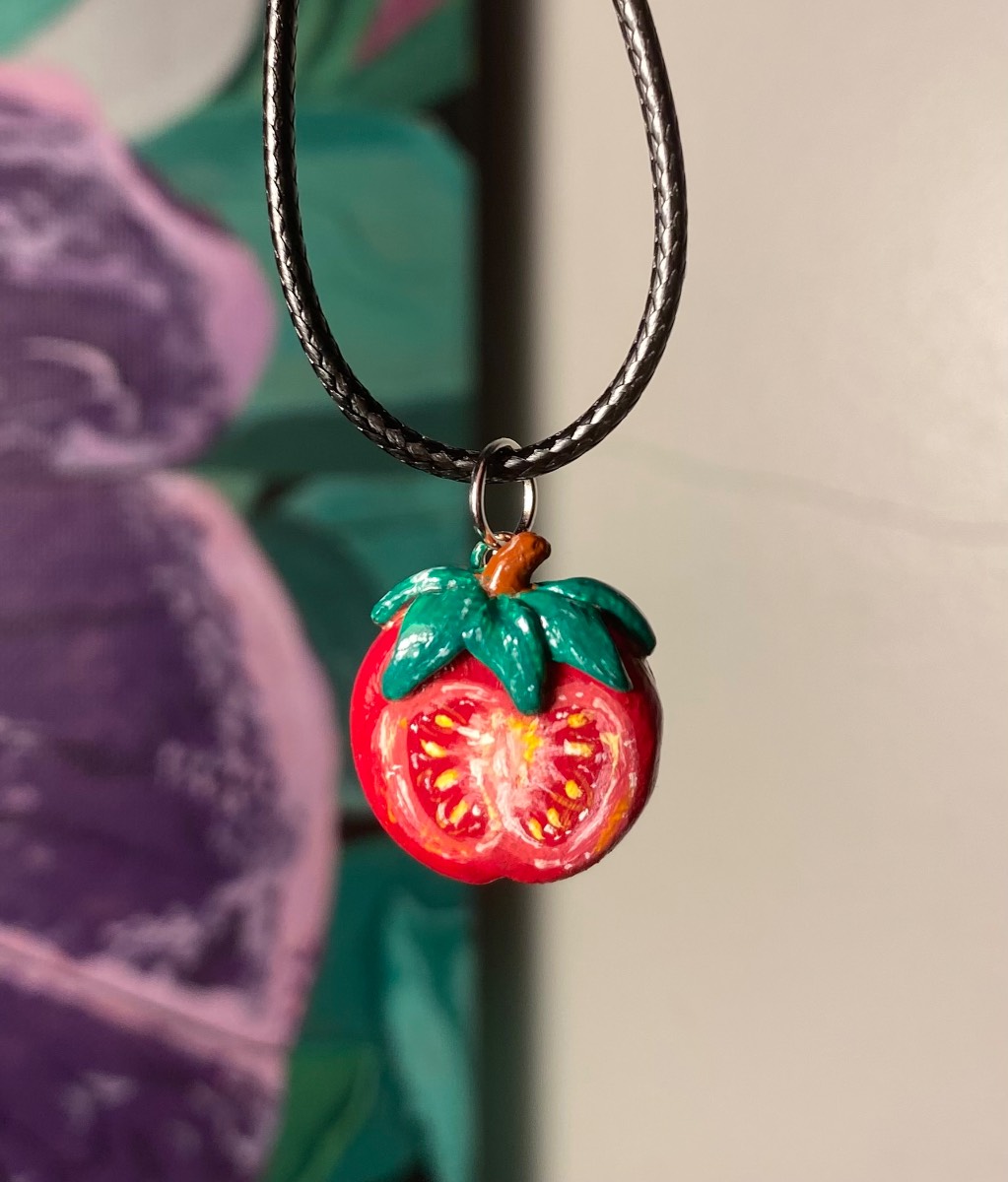 Handmade Tomato Necklace | Polymer Clay Fruit Jewellery | Cottagecore Fairycore Nature Inspired