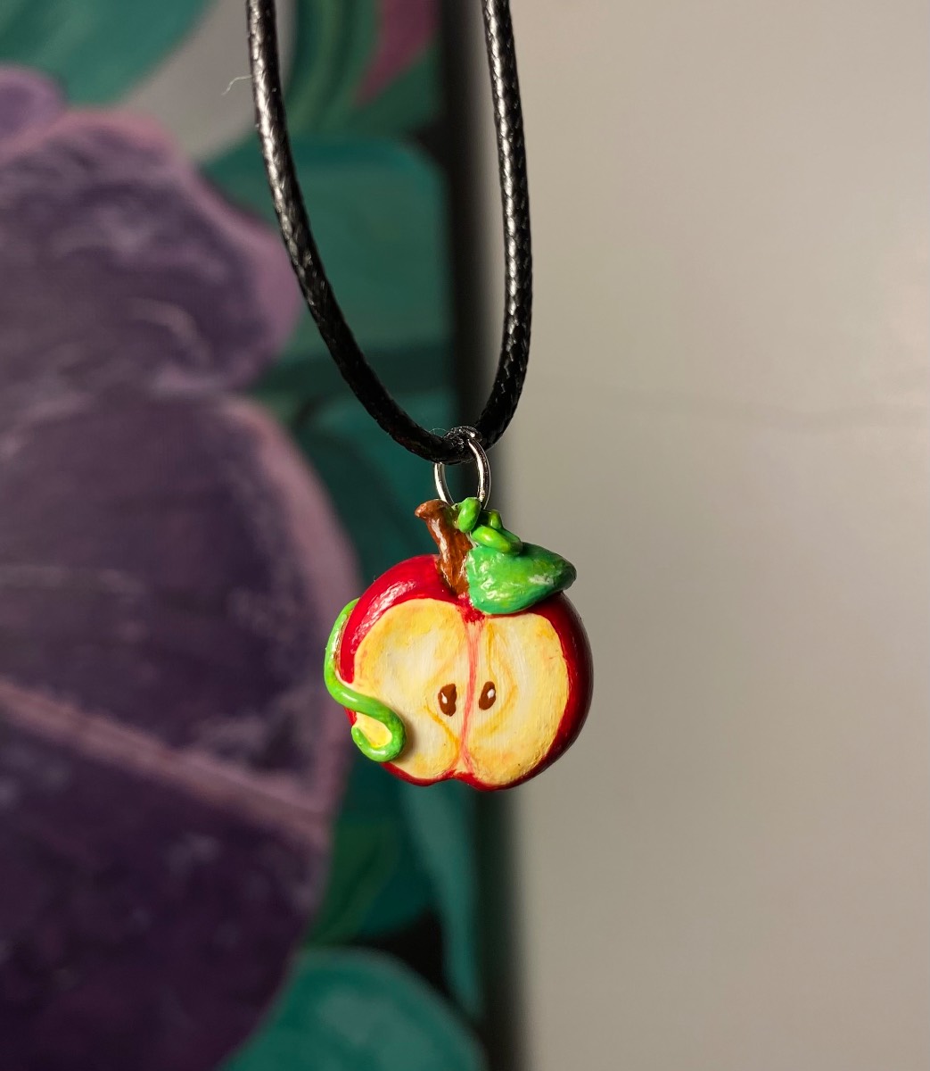 Handmade Apple Vine Necklace | Polymer Clay Fruit Jewellery | Cottagecore Fairycore Nature Inspired
