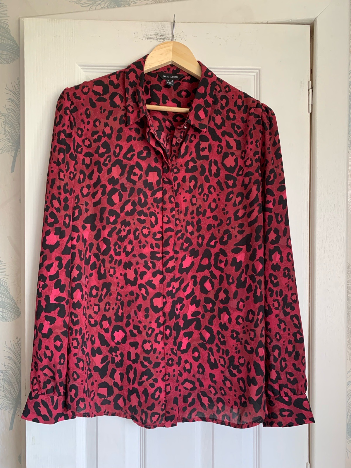 New Look burgundy and black animal print shirt uk 18